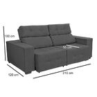 Sofá Retrátil Reclinável 3 Lugares Verona 210 Cm Suede Cinza