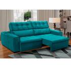 Sofá Retrátil Reclinável 3lugares Veludo Azul Turquesa 232cm