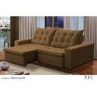 Sofá Retrátil Reclinável 3lugares Veludo Marrom Brida 210cm