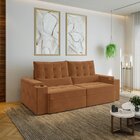 Sofá Retrátil Reclinável 4 Lugares 250cm Porta Copos E Usb Em