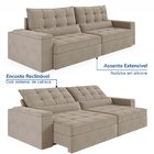 Sofá Retrátil Reclinável 4 Lugares 260cm Porta Copos E Usb Em