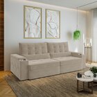 Sofá Retrátil Reclinável 4 Lugares 260cm Porta Copos E Usb Em