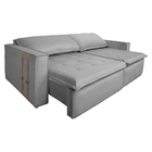 Sofá Retrátil Reclinável 4 Lugares 270 Cm México Veludo Cinza