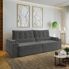 Sofá Retrátil Reclinável 4 Lugares 270cm Porta Copos E Usb Em