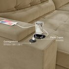 Sofá Retrátil Reclinável 4 Lugares 280cm Porta Copos E Usb Em