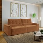 Sofá Retrátil Reclinável 4 Lugares 280cm Porta Copos E Usb Em