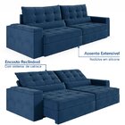 Sofá Retrátil Reclinável 4 Lugares 280cm Porta Copos E Usb Em