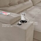 Sofá Retrátil Reclinável 4 Lugares 280cm Porta Copos E Usb Em