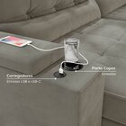 Sofá Retrátil Reclinável 4 Lugares 290cm Porta Copos E Usb Em