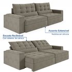 Sofá Retrátil Reclinável 4 Lugares 290cm Porta Copos E Usb Em