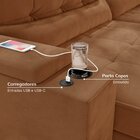 Sofá Retrátil Reclinável 4 Lugares 290cm Porta Copos E Usb Em
