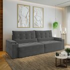 Sofá Retrátil Reclinável 4 Lugares 290cm Porta Copos E Usb Em