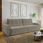 Sofá Retrátil Reclinável 4 Lugares 300cm Porta Copos E Usb Em