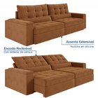 Sofá Retrátil Reclinável 4 Lugares 300cm Porta Copos E Usb Em