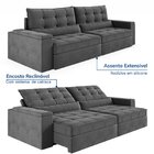 Sofá Retrátil Reclinável 4 Lugares 300cm Porta Copos E Usb Em