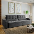 Sofá Retrátil Reclinável 4 Lugares 300cm Porta Copos E Usb Em