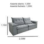 Sofá Retrátil Reclinável 4 Lugares Las Vegas Veludo Prata 2,3