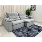 Sofá Retrátil Reclinável 4 Lugares Las Vegas Veludo Prata 2,3