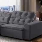 Sofá Retrátil Reclinável 7lugares 350cm Veludo Cinza Megasul