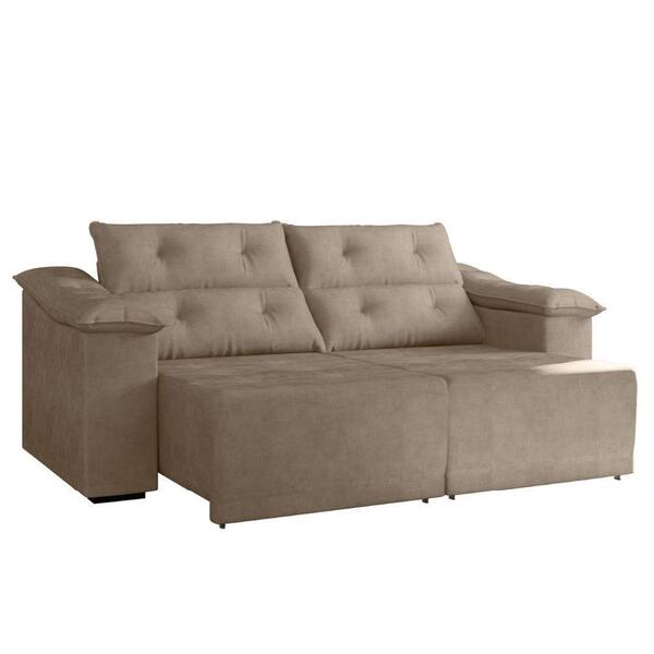 Sofá Retrátil Reclinável Bergamo 2,10m 4 Lugares Veludo Cappu