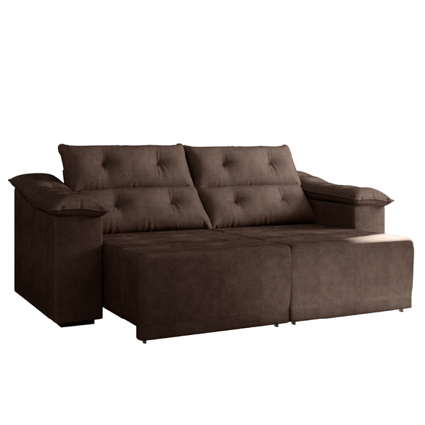 Sofá Retrátil Reclinável Bergamo 2,10m 4 Lugares Veludo Marro