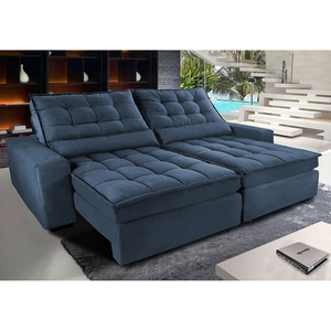 sofa retratil reclinavel cama inbox gold 2 12m azul