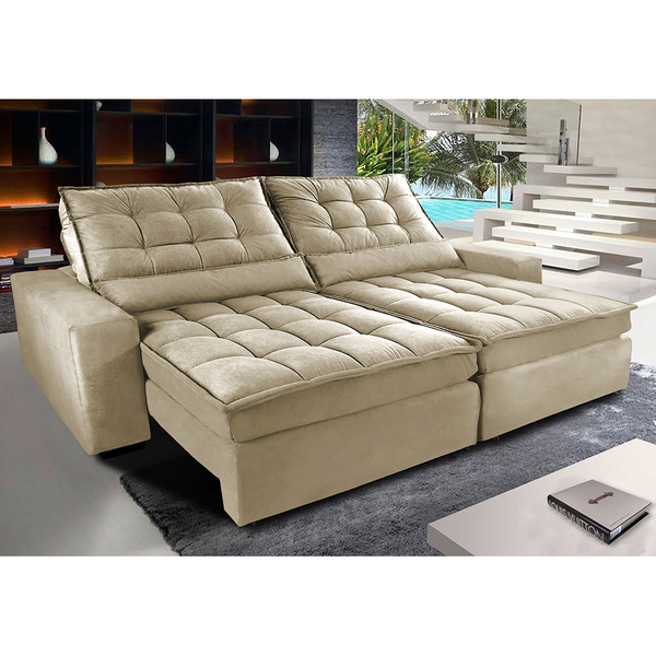 sofa retratil reclinavel cama inbox gold 3 12m bege
