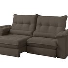 Sofá Retrátil Reclinável Chicago 210 Cm Veludo Marrom