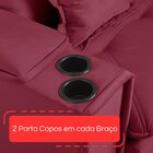 Sofá Retrátil Reclinável Com Porta Copos 190cm Istambul Yesca