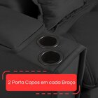 Sofá Retrátil Reclinável Com Porta Copos 190cm Istambul Yesca