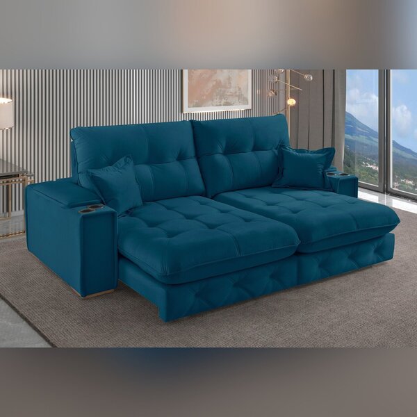 Sofa Retratil Reclinavel Com Porta Copos 230cm Istambul Yesca