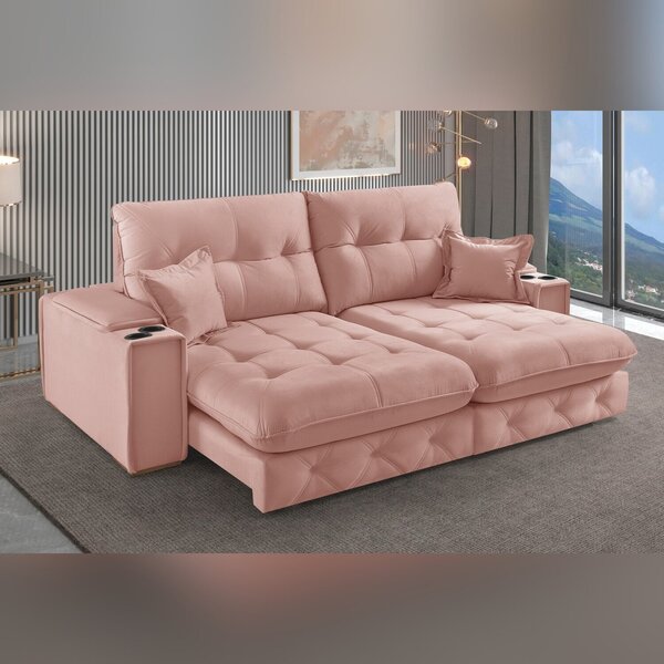 Sofa Retratil Reclinavel Com Porta Copos 230cm Istambul Yesca