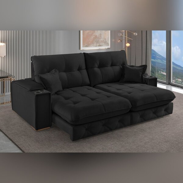 Sofa Retratil Reclinavel Com Porta Copos 250cm Istambul Yesca