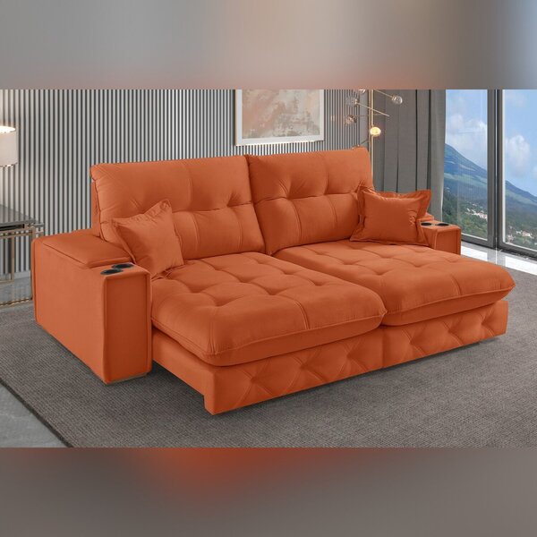 Sofá Retrátil Reclinável Com Porta Copos E Usb 230cm Istambul