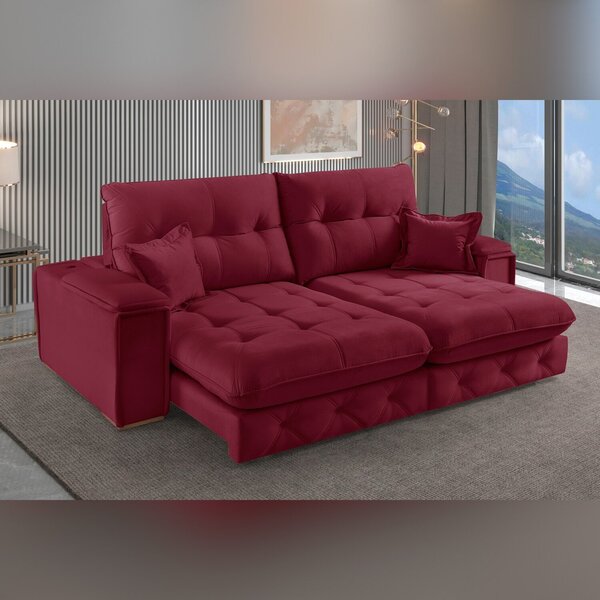 Sofá Retrátil Reclinável Com Usb 210cm Istambul Yescasa Bordô