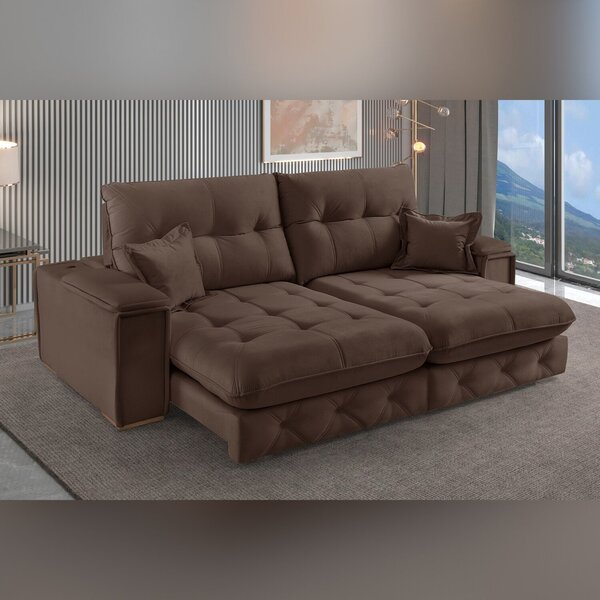 Sofá Retrátil Reclinável Com Usb 210cm Istambul Yescasa Marro