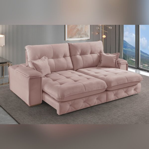 Sofá Retrátil Reclinável Com Usb 290cm Istambul Yescasa Rose