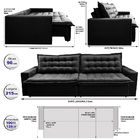 Sofá Retrátil Reclinável E Cama 2,15m Cama Inbox Flex Suede V