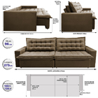 Sofá Retrátil Reclinável E Cama 2,75m Cama Inbox Flex Suede V