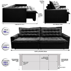 Sofá Retrátil Reclinável E Cama 2,95m Cama Inbox Flex Suede V