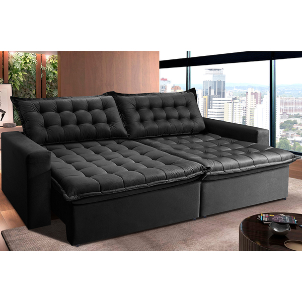 Sofá Retrátil Reclinável E Cama 2,95m Cama Inbox Flex Suede V
