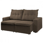 Sofá Retratil Reclinavel Estofado Berlim 200cm Veludo Tabaco