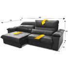 Sofá Retrátil/reclinável Grécia 2,10m Suede Velut Cinza C/ Mo