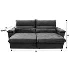 Sofá Retrátil/reclinável Grécia 2,10m Suede Velut Cinza C/ Mo