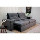 Sofá Retrátil Reclinável Imperial Molas Ensacadas Veludo Cinz