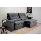 Sofá Retrátil Reclinável Imperial Molas Ensacadas Veludo Cinz