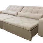 Sofá Retrátil/reclinável Islândia 2,50m Suede Velut Bege C/ M