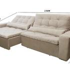 Sofá Retrátil/reclinável Islândia 2,50m Suede Velut Bege C/ M
