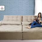 Sofá Retrátil/reclinável Islândia 2,50m Suede Velut Bege C/ M