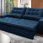 Sofá Retrátil/reclinável Islândia 2,70m Suede Velut Azul Mari